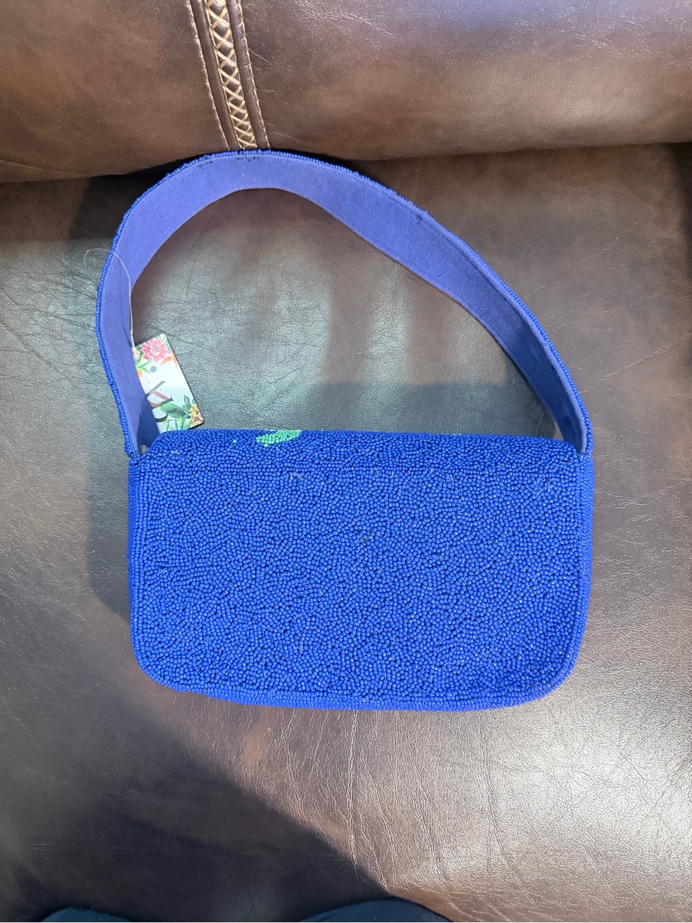 Blue Turtle Beaded Shoulder Bag - Picture 3 of 6